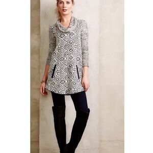 Anthropologie Postmark Konya gray cowlneck tunic sweater Size M Boho sweater Geo